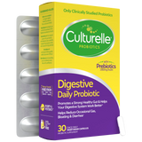 Culturelle Probiotics packaging with yellow and purple design on a white background
