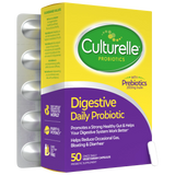 Box of Culturelle Probiotics with digestive benefits on a white background