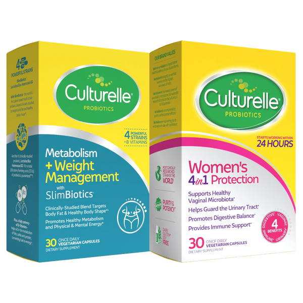 Two Culturelle probiotic product boxes on a white background