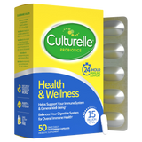 Culturelle probiotics packaging with yellow and blue design
