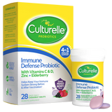 Culturelle immune defense probiotic packaging with a bottle on a white background
