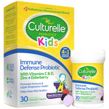 Culturelle Kids immune defense probiotic packaging with chewable tablets on a white background
