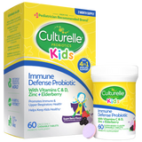 Culturelle Kids Immune Defense Probiotic packaging and bottle on a white background