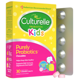 Culturelle Kids Probiotics packaging with chewable tablets on a white background