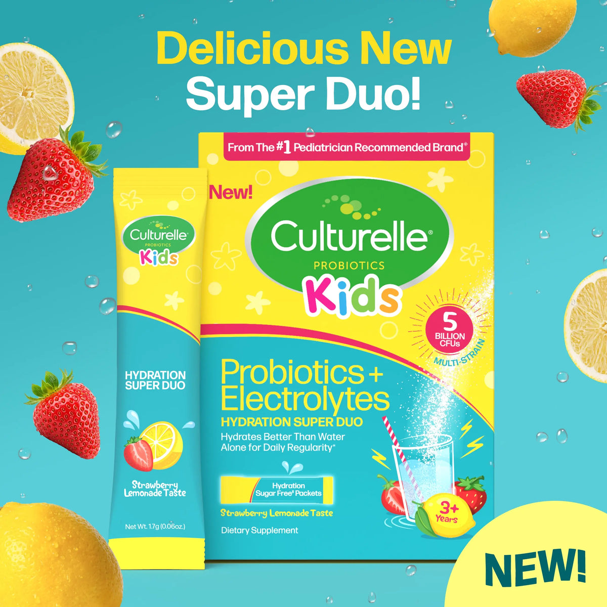 Culturelle® Kids Probiotics + Electrolytes Hydration Super Duo Packets