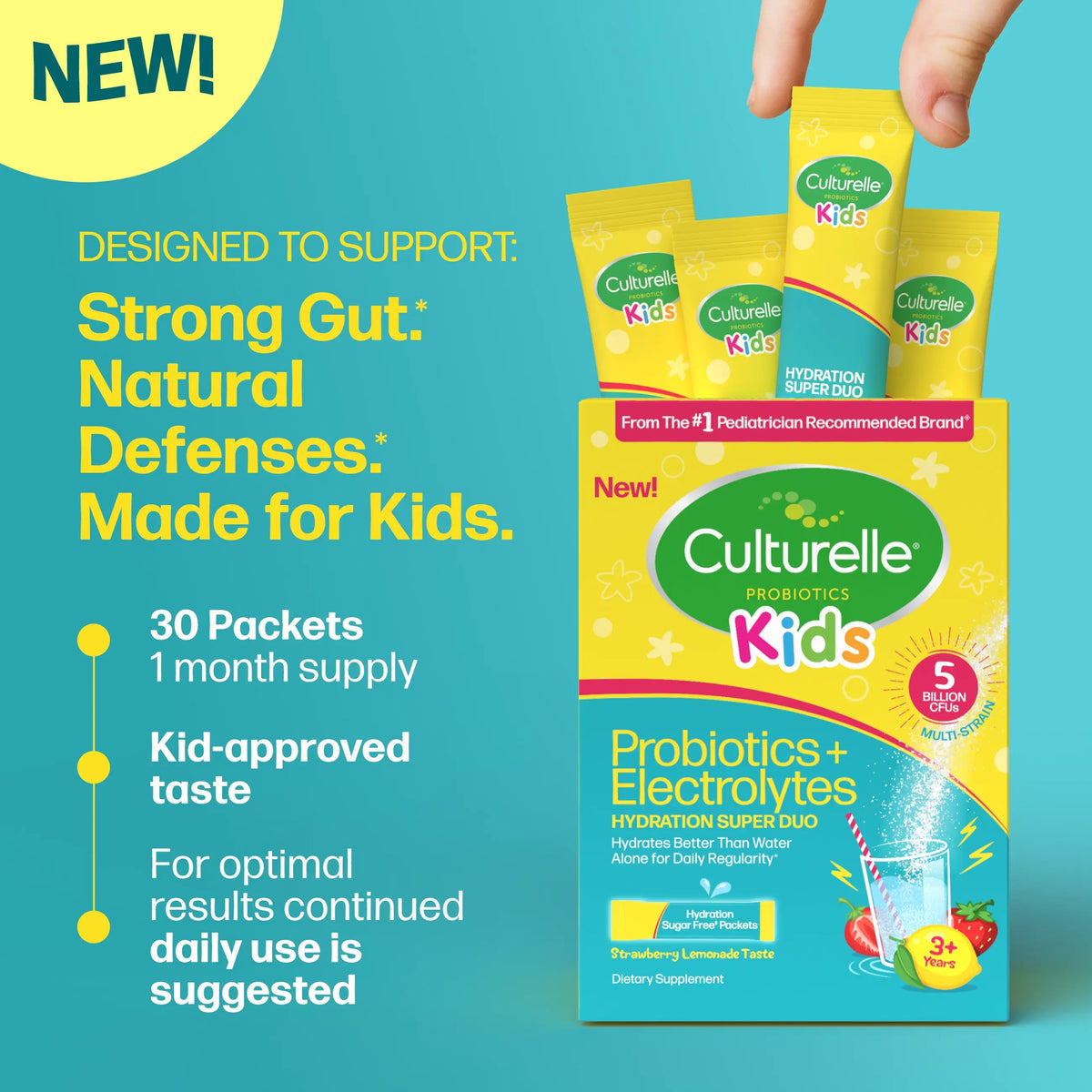Culturelle® Kids Probiotics + Electrolytes Hydration Super Duo Packets
