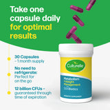 Culturelle probiotic supplement container with capsules on a green background