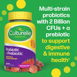 Culturelle probiotic gummies packaging with text on a green background