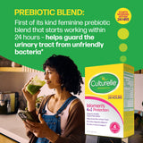 Advertisement for Culturelle Probiotics Women's 4-in-1 Protection with a woman holding a green smoothie.