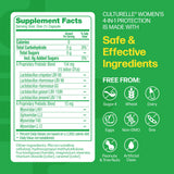 Supplement facts label for Culturelle Women's 4-in-1 Protection on a green background