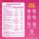 Supplement facts label with free-from icons on a green background