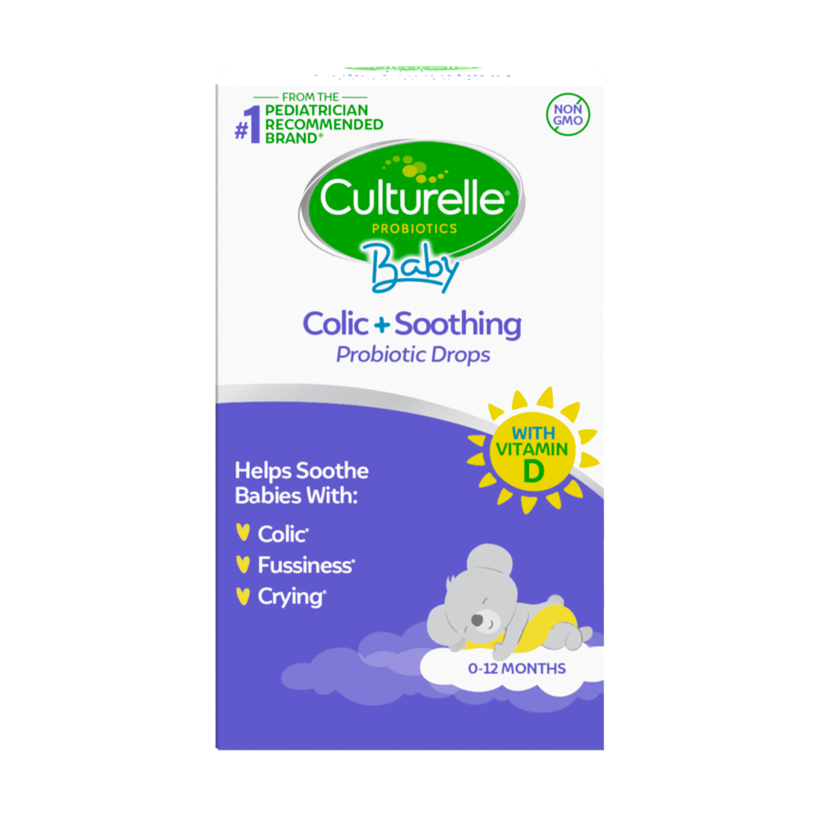 baby colic + soothing probiotic drops packaging front