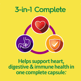 3-in-1 Complete helps support heart, digestive & immune health in one complete capsule