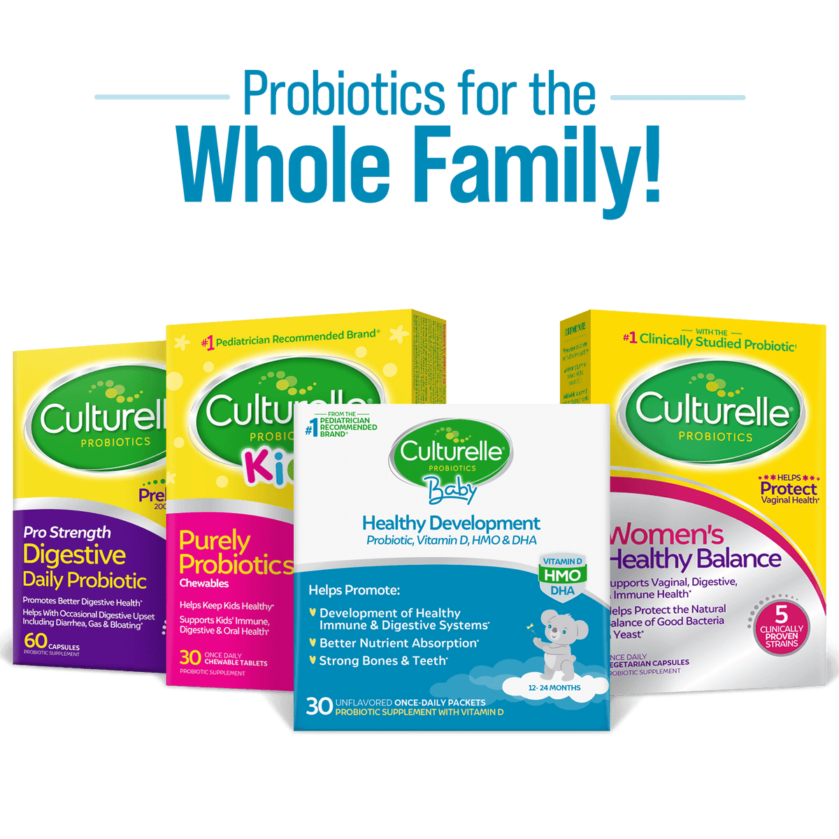Probiotics for the whole family! Culturelle product display